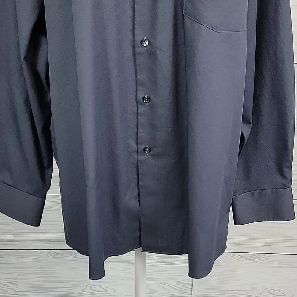 Van Heusen Black Dress Shirt Regular Fit Stretch Collar Mens Size 16.5